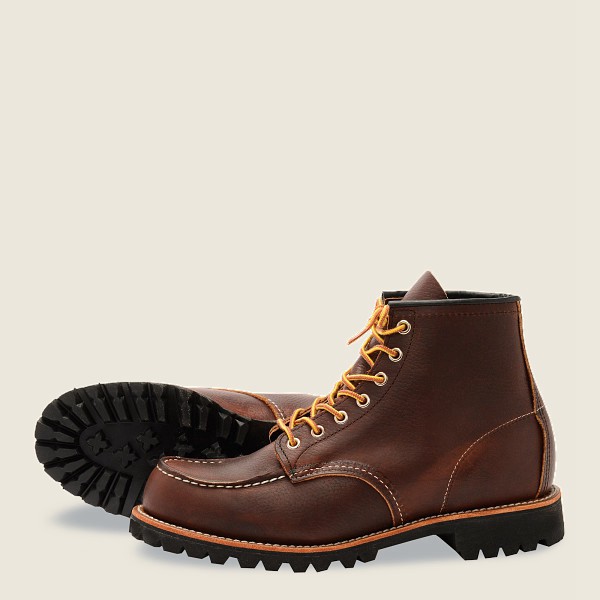 Red Wing Heritage Boots Dark Brown - Mens Roughneck - 6-inch Oil-slick Leather - 8715-PDYOK